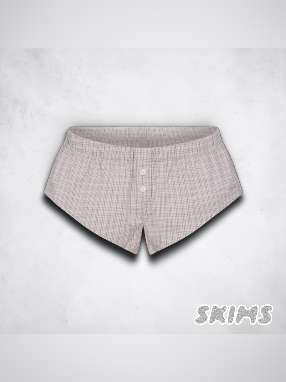 ✨ SKIMS Cotton Poplin Sleep Micro Short | Silver Check | M ✨